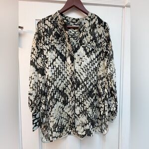 Vince Black and Cream Abstract Blouse, 100% silk